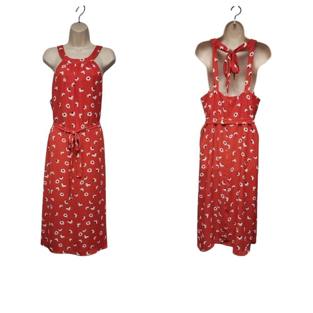 Three Pink Hearts Halter Dress Daisy Print Woman's Size XXL